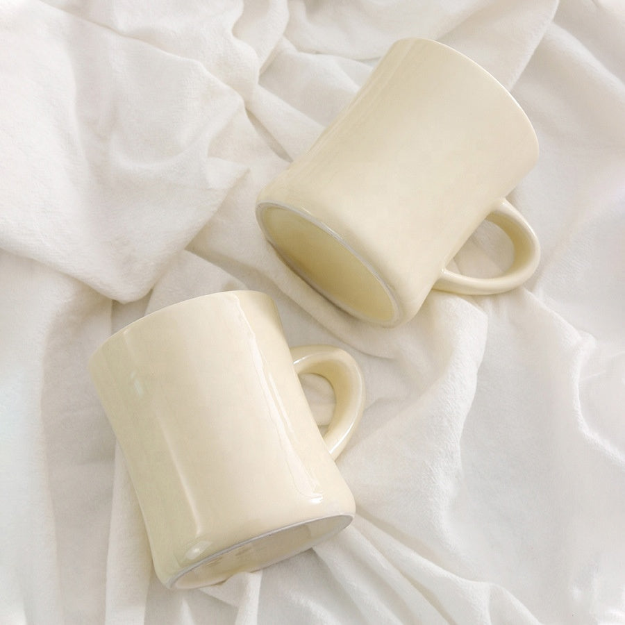 350ML Nordic Ceramic Coffee Cup Cream Reusable Portable Waisted Mug with Handle