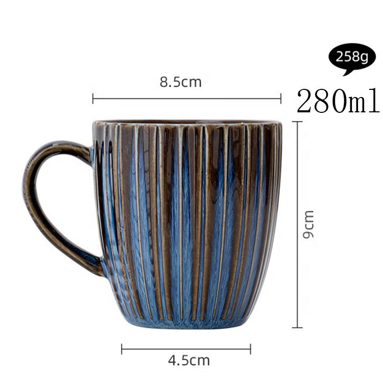 Unique Striped Glazed Ceramic Coffee Mug