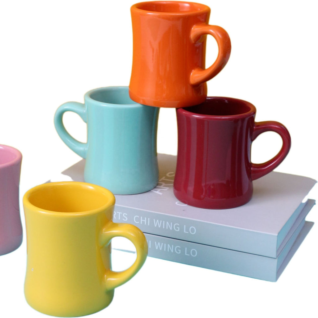 350ML Nordic Ceramic Coffee Cup Cream Reusable Portable Waisted Mug with Handle