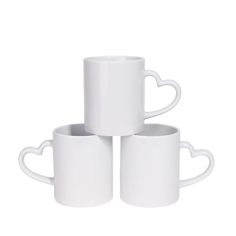 11oz Mugs with Heart Handle
